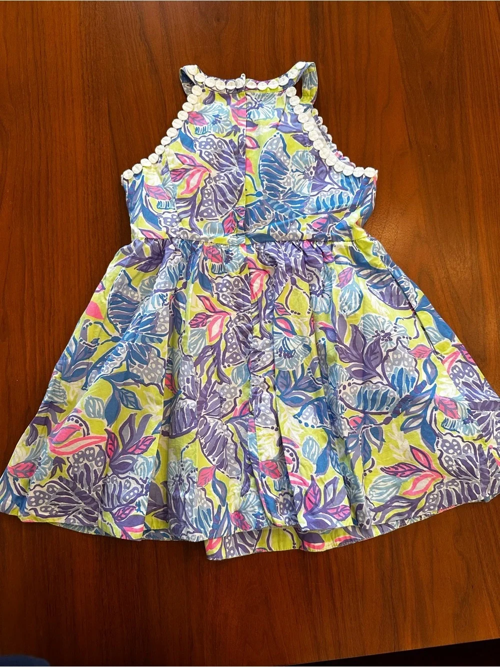 Lilly Pulitzer Girls Multicolor Floral Halter Dress with Lace Trim size 5